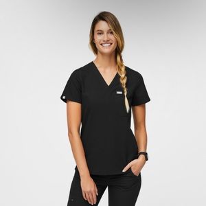 FIGS CATARINA SCRUB TOP - BLACK - XS